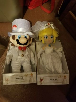 Mario & Princess Peach Groom Bride Wedding Plush Set 14 " Little Buddy Toy