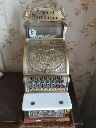 NCR Brass Special Edition Cash Register 908 C313 Series with Papers and Keys 6