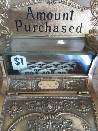 NCR Brass Special Edition Cash Register 908 C313 Series with Papers and Keys 7