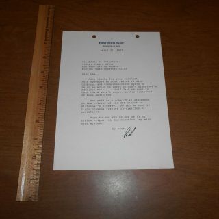 Ted Kennedy Former United States Senator Hand Signed 1987 Letterhead 6.  25 X 8.  5
