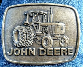 John Deere 4840 Iron Horse Tractor Duals Brass Belt Buckle 1977 1978 Jd Vintage