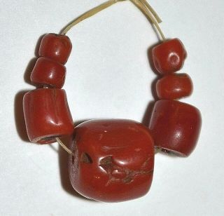 Antique Natural Real Red Coral Beads Collected From Nigeria,  Africa Trade