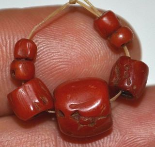 Antique Natural Real Red Coral Beads Collected From Nigeria,  Africa Trade 2