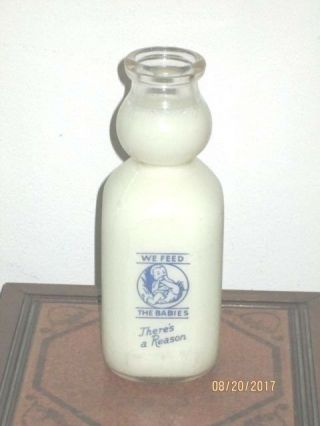 Cream Top Milk Bottle Scott Dairy " We Feed The Babies " One Quart Very Rare