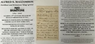 Sicily Brimstone Chemicals Fertilizer Fisheries Broker Nycity Letter Signed 1894