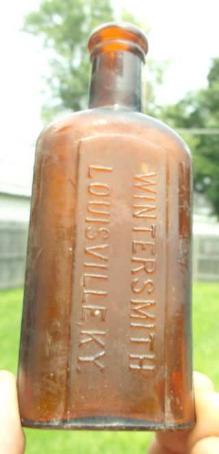 Amber Colored Wintersmith Louisville Medicine Bottle 1880 
