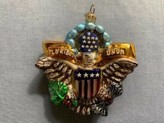 Radko E.  Pluribus Unum Eagle/ Stars & Stripes Shield Decorative Ornament