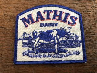 Rare Vintage Mathis Dairy Embroidered Sew On Patch