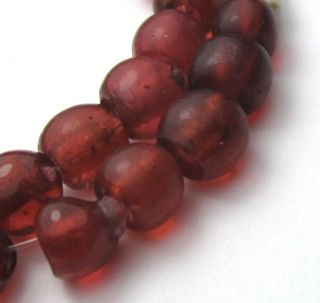 28 Rare Old Small Translucent Cranberry N.  American Antique Trade Beads