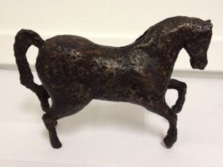 Antique Vintage Horse Cast Iron Bank Hammered Forged Pony Still Penny Bank Piggy