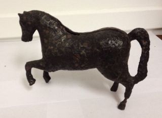 Antique Vintage Horse Cast Iron Bank Hammered Forged Pony Still Penny Bank Piggy 2