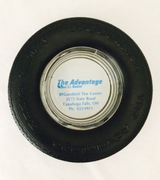 Vintage B.  F.  Goodrich Tire Advertising Ashtray - Rubber Tire W/ Glass Insert