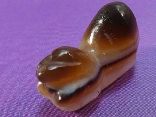 Ancient Pyu Kingdom Banded Chung Agate Animal Amulet Undrilled Bead Ring Mount