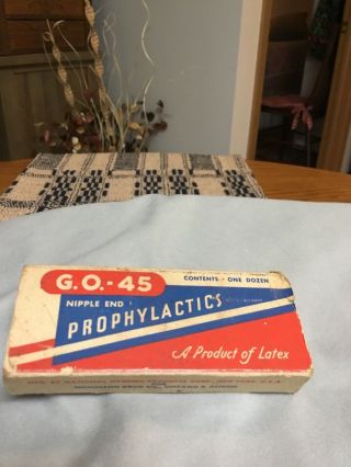 Vintage - Condoms - Prophylactics - G.  O.  45 - Nicholson Drug - One Dozen/box - Old Full - Rare