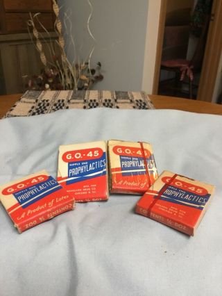 vintage - condoms - prophylactics - G.  O.  45 - Nicholson Drug - one dozen/box - old full - rare 5