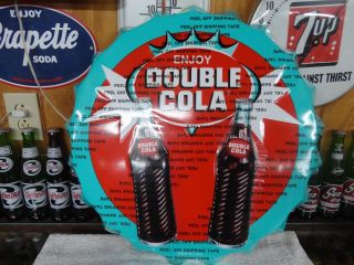 Double Cola Soda Bottle Cap Sign Embossed Usa Made 22x22 "