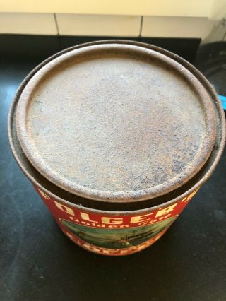 Vintage Folgers Golden Gate Steel Cut Coffee Can Rusty Lid 2