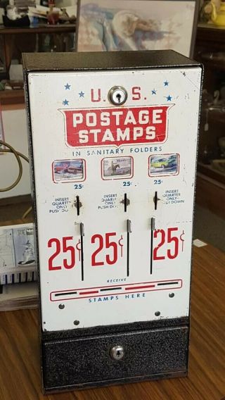Vintage U.  S.  Postage Stamp Dispenser / Vending Machine Coin Operated