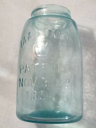 Antique Midget Pint Mason’s Keystone In Circle Patent Nov 30 th 1858 Fruit Jar 2
