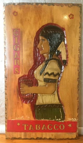 Native American Woman Cigar/cigarette Wooden Sign