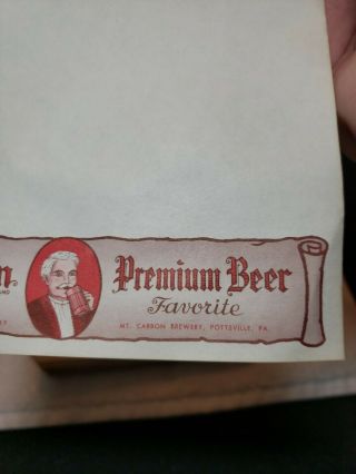 Vintage Stack Bavarian Premium Beer Paper Menus Mt.  Carbon Brewery Pottsville Pa 3