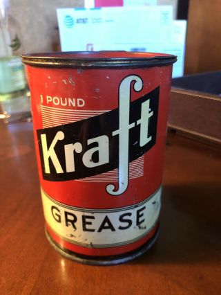 1940’s Vintage Canco Kraft 1 Pound Lb Grease Can - &