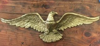 Vintage Solid Brass Eagle Wall Hanging Wall Plaque Decor 19 3/4 " Wingspan