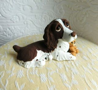 English Springer Spaniel with Teddy Bear Clay Sculpture by Raquel at theWRC 2