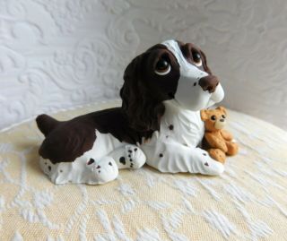 English Springer Spaniel with Teddy Bear Clay Sculpture by Raquel at theWRC 5