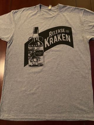 Kraken Black Spiced Rum Gray T Shirt Release The Kraken Large & Xl
