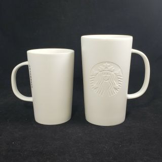 Starbucks Coffee Matte White Etched Siren Mermaid 16 oz Mug & 12oz Tall Cup 2014 5