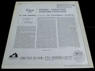 Elgar: Enigma Variations - Sir John Barbirolli HMV ASD 548 ED1 LP 3