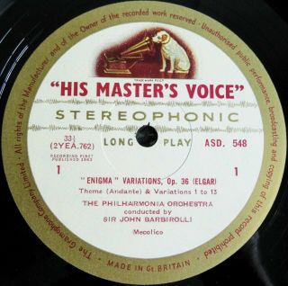 Elgar: Enigma Variations - Sir John Barbirolli HMV ASD 548 ED1 LP 4