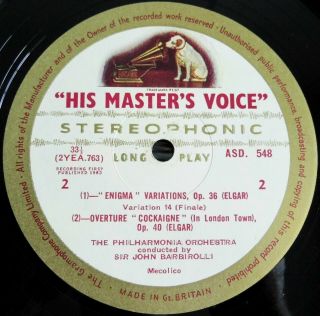 Elgar: Enigma Variations - Sir John Barbirolli HMV ASD 548 ED1 LP 5