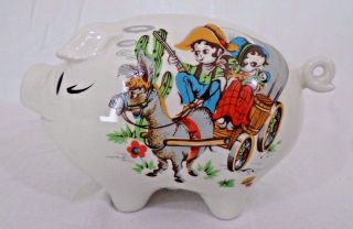 Collectable Hand Painted Ceramic Piggy Bank Western Comic Theme