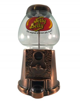 Limited Edition Jelly Belly Bean Gum Ball Candy Dispenser Glass Bronze Metal 11 "