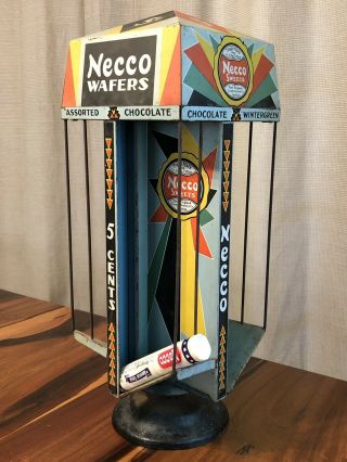 Rare Vintage Necco Wafers Rotating Display Rack Store Counter Candy Dispenser