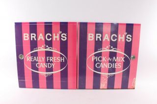 2 Vintage Brach Candy Store Advertising Sign Doors Brach 