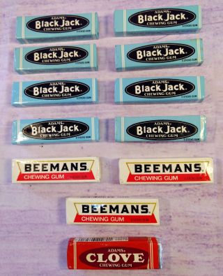 Vintage Adams Black Jack Beemans Chewing Gum 12 Packs Nos Advertising Set Prop
