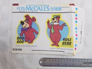 NOS Vtg 1976 McCall ' s FOUR Iron On Transfer Patterns 5568 YOGI BEAR & BOO BOO 2