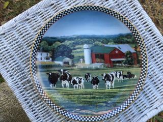 Cows of Content Bonnie Mohr Holstein Cow Red Barn Farmstead Reflections Plate 3
