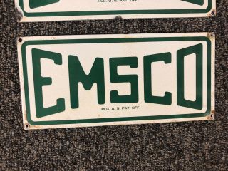 Vintage Pair Continental Emsco Company Porcelain Sign Oil Well Signs Gas Oil 7