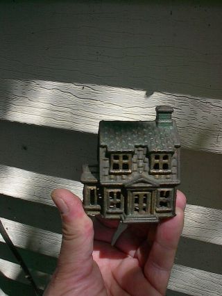 Old Small C.  1900 A.  C.  Williams Colonial House Antique Cast Iron Still Bank Toy