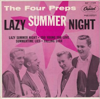 Four Preps " Lazy Summer Night " 4 - Song Ep Capitol Eap1 - 1139 Record & Cover Nm/nm