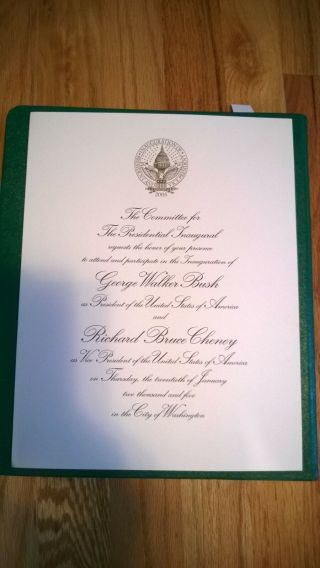 President George W.  Bush Usa 2005 " The Presidential Inaugural - Invitation
