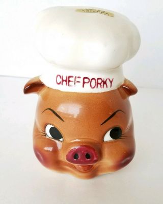 Vintage Ceramic Piggy Bank Chef Porky Collectible 5 In Tall Kelvin 1959 Cp 11