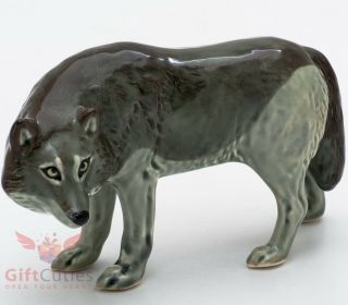 Porcelain Wolf Figurine Handmade