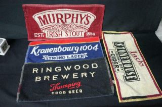 4 Pub Bar Towels,  Stonehouse,  Ringwood,  Kronenbourg,  Murphys 18 " X8 " (5)