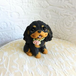 Cavalier King Charles Spaniel W Floral Collar Clay Sculpture By Raquel At Thewrc