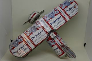 Budweiser Beer Can Airplane Bi Plane Old Novelty Display Item Ready To Hang 7